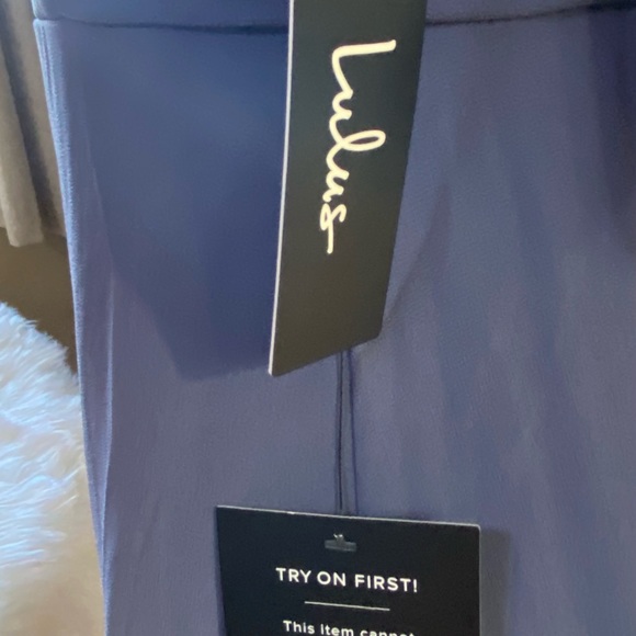 NWT Lulu’s Slate Blue Long Sheer Dress/Gown - Picture 8 of 10